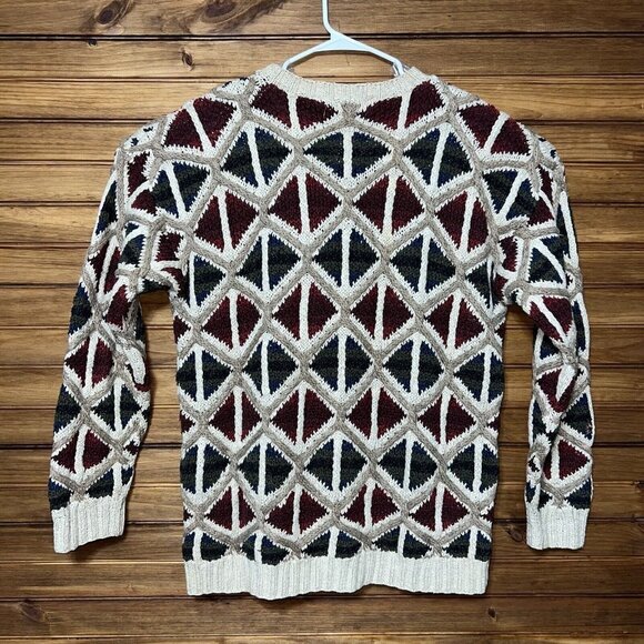 Northern Isles Sweater Mens Size Large Hand Knit Coogi Style Textured Vintage - Picture 2 of 8